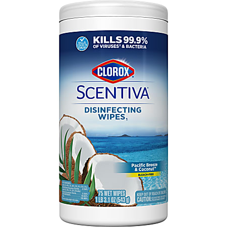 Clorox Scentiva Bleach Free Cleaning Wipes Pacific Breeze Coconut Scent Case Of 12